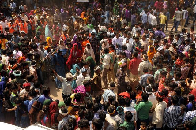 Tribals dance during Bhagoria celebrations in Alirajpur district. (Arun Mondhe/ HT file) Tribals dance during Bhagoria celebrations in Alirajpur district. (Arun Mondhe/ HT file)