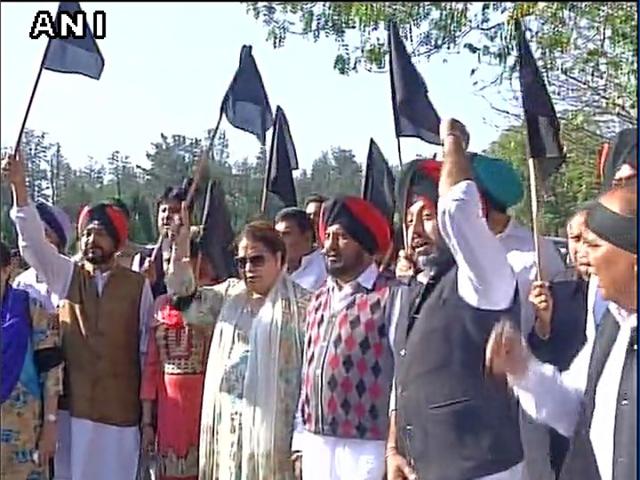 The Congress has accused the state government, led by chief minister Parkash Singh Badal, of selling the interests of Punjab on the issue of sharing of river water with neighbouring states. (Photo courtesy: ANI Twitter handle) The Congress has accused the state government, led by chief minister Parkash Singh Badal, of selling the interests of Punjab on the issue of sharing of river water with neighbouring states. (Photo courtesy: ANI Twitter handle)