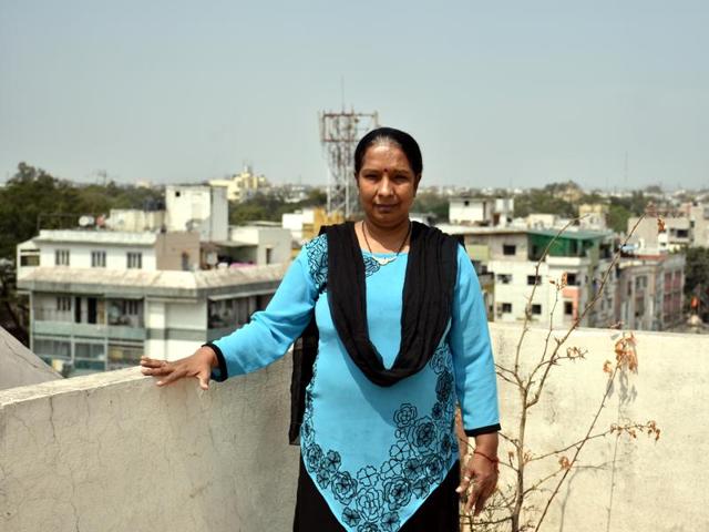 Kavita at the balcony of her penthouse in Indore. Kavita at the balcony of her penthouse in Indore.