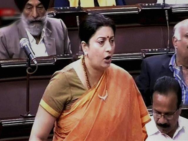 Union HRD Minister Smriti Irani speaking to media personnel at BJP Head Office.(Vipin Kumar/ HT Photo) Union HRD Minister Smriti Irani speaking to media personnel at BJP Head Office.(Vipin Kumar/ HT Photo)