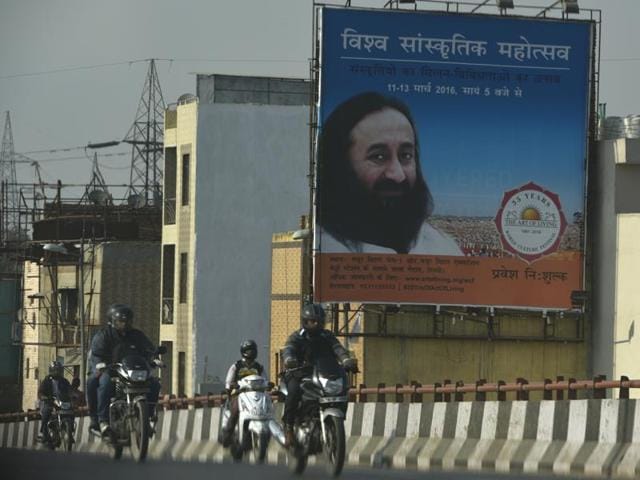Art of Living says the festival site spread over 1000 acre. 35 lakh people estimated to attend the festival (Photo by Saumya Khandelwal/ Hindustan Times) (Saumya Khandelwal / HT Photo) Art of Living says the festival site spread over 1000 acre. 35 lakh people estimated to attend the festival (Photo by Saumya Khandelwal/ Hindustan Times) (Saumya Khandelwal / HT Photo)