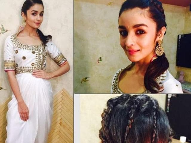 Ali’s ‘dhoti’ look gets an extra fillip thanks to her quirky ‘multiple’ braids. (Aliaabhatt/Instagram) 