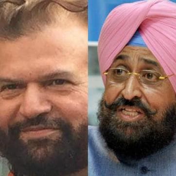 Punjabi singer Hans Raj Hans and former Punjab Congress chief Partap Singh Bajwa. (HT Photo )