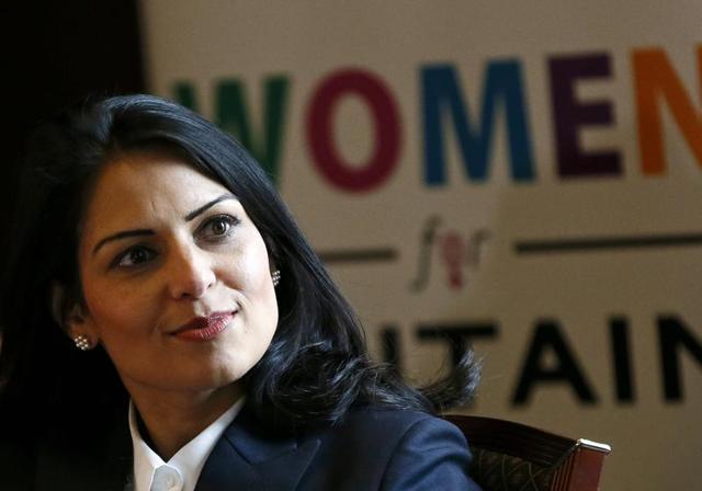 Britain's minister of state for employment Priti Patel speaks at the launch of the “Women for Britain” campaign in London on Tuesday. (Reuters) Britain's minister of state for employment Priti Patel speaks at the launch of the “Women for Britain” campaign in London on Tuesday. (Reuters)
