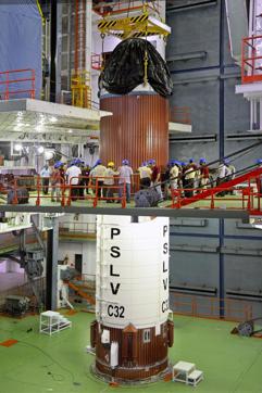 Integration of the third and fourth stage of PSLV-C32. (Picture courtesy: Isro) Integration of the third and fourth stage of PSLV-C32. (Picture courtesy: Isro)