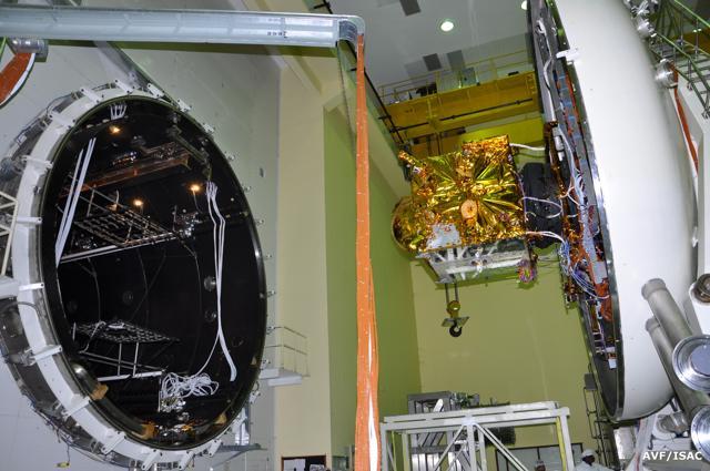 IRNSS-1F being loaded into a thermo vacuum chamber. (Picture courtesy: Isro) IRNSS-1F being loaded into a thermo vacuum chamber. (Picture courtesy: Isro)