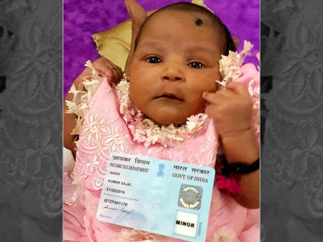 Five days after she was born, Aashi from Munger has become the youngest permanent account number (PAN) card holder in the country. Five days after she was born, Aashi from Munger has become the youngest permanent account number (PAN) card holder in the country.