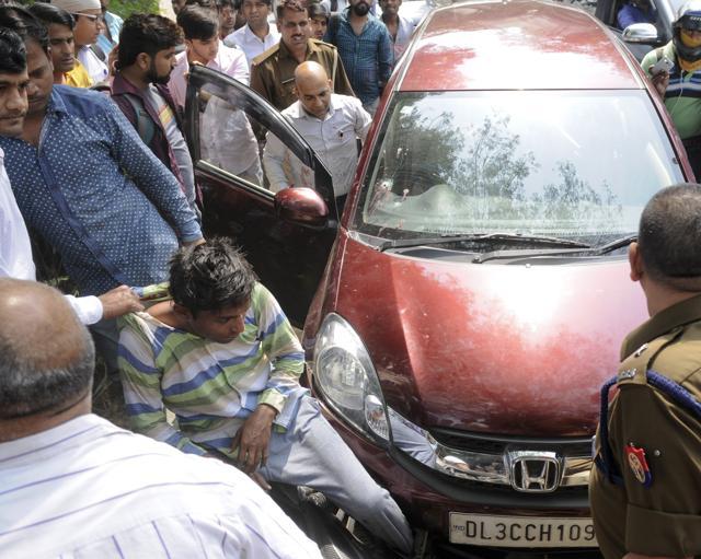 The incident occurred in Sector 15, Noida. (Burhaan Kinu/HT Photo) The incident occurred in Sector 15, Noida. (Burhaan Kinu/HT Photo)