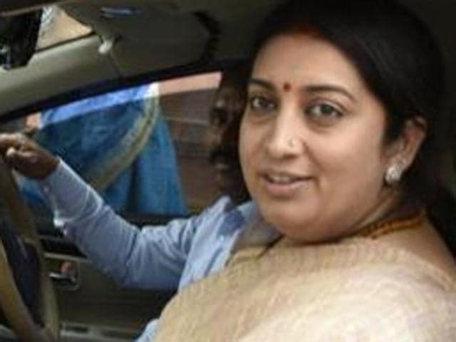 Union HRD minister Smriti Irani has been accused of driving away from the scene of the March 5 accident. (Arvind Yadav/ HT file photo) Union HRD minister Smriti Irani has been accused of driving away from the scene of the March 5 accident. (Arvind Yadav/ HT file photo)