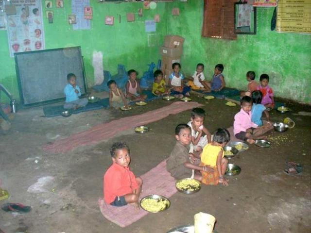 The incident took place at Munjgawa village of Katni district where reportedly 123 people had food at an Anganwadi centre on Thursday. (HT file) The incident took place at Munjgawa village of Katni district where reportedly 123 people had food at an Anganwadi centre on Thursday. (HT file)
