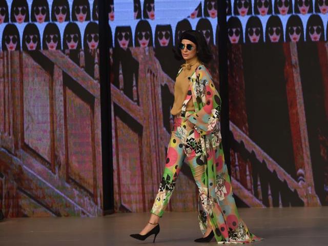 A model presents a creation by Pakistani designer Feeha Jamshed. (AFP) A model presents a creation by Pakistani designer Feeha Jamshed. (AFP)