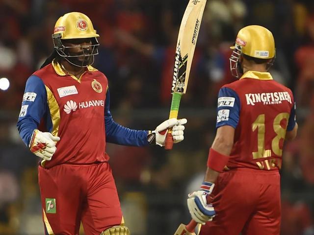 File photo of Chris Gayle and Virat Kohli playing for IPL team Royal Challengers Bangalore on May 15. (Agencies Photo) File photo of Chris Gayle and Virat Kohli playing for IPL team Royal Challengers Bangalore on May 15. (Agencies Photo)
