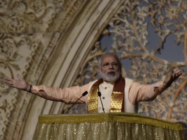 Prime Minister Narendra Modi at World culture festival in New Delhi, India, on Friday, March 11, 2016. (Virendra Singh Gosain/ HT Photo) Prime Minister Narendra Modi at World culture festival in New Delhi, India, on Friday, March 11, 2016. (Virendra Singh Gosain/ HT Photo)
