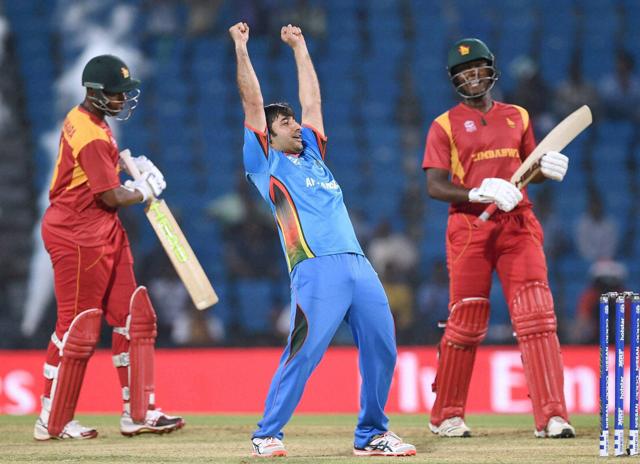Afghanistan captain Asghar Stanikzai celebrates his team’s victory against Zimbabwe in the ICC T20 World Cup match in Nagpur on Saturday. (PTI Photo) Afghanistan captain Asghar Stanikzai celebrates his team’s victory against Zimbabwe in the ICC T20 World Cup match in Nagpur on Saturday. (PTI Photo)