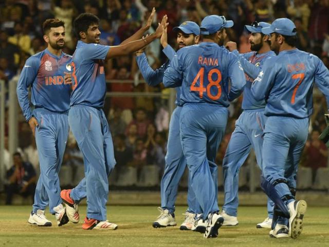 Jasprit Bumrah celebrates after dismissing Hashim Amla during the warmup match at Wankhede stadium in Mumbai. (Anshuman Poyrekar/HT Photo) Jasprit Bumrah celebrates after dismissing Hashim Amla during the warmup match at Wankhede stadium in Mumbai. (Anshuman Poyrekar/HT Photo)