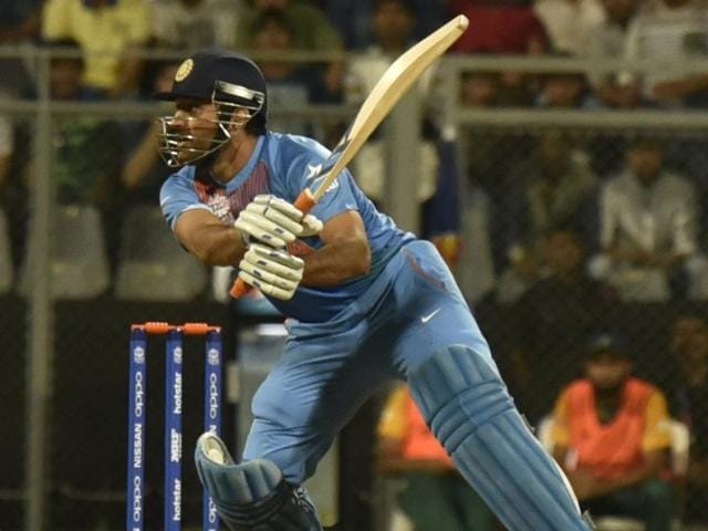 MS Dhoni plays against South Africa during the warm up match of T20 held at Wankhede Stadium, Mumbai. (Anshuman Poyrekar/ HT Photo) MS Dhoni plays against South Africa during the warm up match of T20 held at Wankhede Stadium, Mumbai. (Anshuman Poyrekar/ HT Photo)
