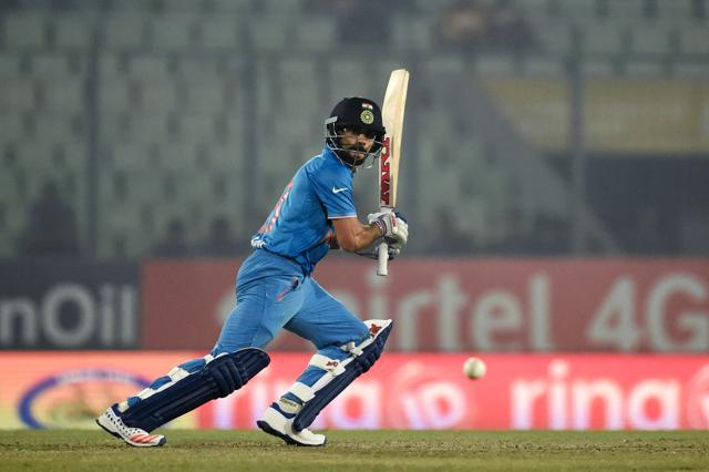 Virat Kohli plays a shot during the Asia Cup T20 match between India and Sri Lanka at the Sher-e-Bangla National Cricket Stadium in Dhaka. (AFP) Virat Kohli plays a shot during the Asia Cup T20 match between India and Sri Lanka at the Sher-e-Bangla National Cricket Stadium in Dhaka. (AFP)