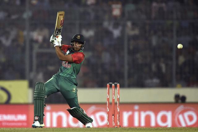 Shakib Al Hasan plays a shot during the match between Bangladesh and Sri Lanka at the Asia Cup T20. (AFP Photo) Shakib Al Hasan plays a shot during the match between Bangladesh and Sri Lanka at the Asia Cup T20. (AFP Photo)