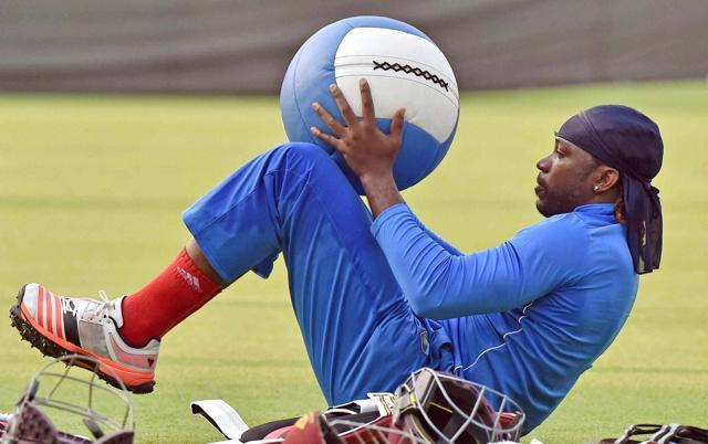 West Indies cricketer Chris Gayle during a practice session at Eden Gardens in Kolkata. (PTI Photo) West Indies cricketer Chris Gayle during a practice session at Eden Gardens in Kolkata. (PTI Photo)