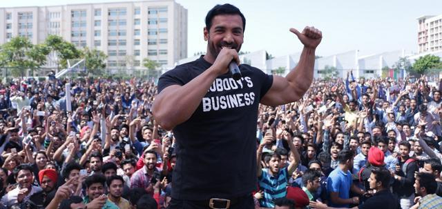 John Abraham in Mohali on Tuesday. (HT Photo)