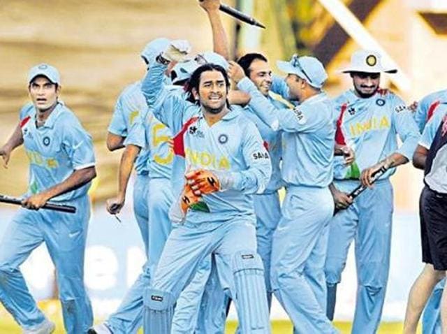 MS Dhoni and his men celebrating after India’s win in the inaugural World T20 in 2007. (File Photo) MS Dhoni and his men celebrating after India’s win in the inaugural World T20 in 2007. (File Photo)