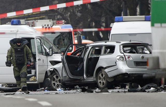 Nobody else was injured in the blast despite heavy traffic, the police said. (AP) Nobody else was injured in the blast despite heavy traffic, the police said. (AP)