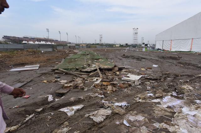 Garbage-strewn site of the Art of Living's World Culture Festival on the morning after the event, in New Delhi, on Monday, March 14, 2016. (Raj K Raj / HT Photo ) Garbage-strewn site of the Art of Living's World Culture Festival on the morning after the event, in New Delhi, on Monday, March 14, 2016. (Raj K Raj / HT Photo )