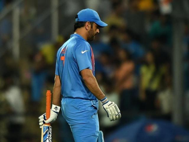 India's captain Mahendra Singh Dhoni walks back towards the pavilion after his dismissal. (AFP) India's captain Mahendra Singh Dhoni walks back towards the pavilion after his dismissal. (AFP)