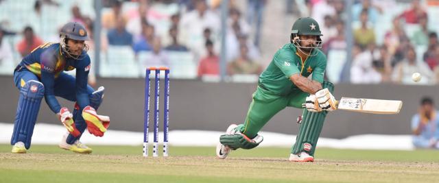 Mohammad Hafeez of Pakistan in action against Sri Lanka during the WT20 warm up match at Eden Gardens in Kolkata. (Subhendu Ghosh/HT Photo) Mohammad Hafeez of Pakistan in action against Sri Lanka during the WT20 warm up match at Eden Gardens in Kolkata. (Subhendu Ghosh/HT Photo)