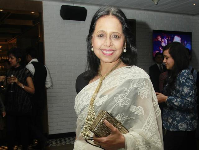 Designer Anju Modi at the party. (Shivam Saxena/Hindustan Times) 