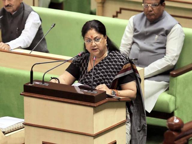 This budget, Raje said, focuses on welfare schemes, infrastructure and ensuring peace and tranquillity in the state. (Himanshu Vyas/HT Photo) This budget, Raje said, focuses on welfare schemes, infrastructure and ensuring peace and tranquillity in the state. (Himanshu Vyas/HT Photo)