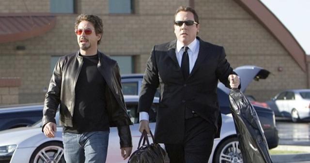 Robert Downey Jr with Jon Favreau in a still from Iron Man. Robert Downey Jr with Jon Favreau in a still from Iron Man.