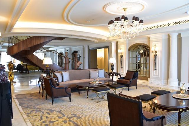 At the suite, two bedrooms, one king bed and one twin bed, have their own double vanity bathrooms, while the master bedroom, which sets a new standard for opulence, is connected to a generously sized bathroom where a sumptuous bathtub takes centre stage. (AFP)