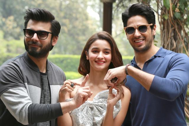 Alia Bhatt, Fawad Khan and Sidharth Malhotra during a press conference. (IANS) Alia Bhatt, Fawad Khan and Sidharth Malhotra during a press conference. (IANS)