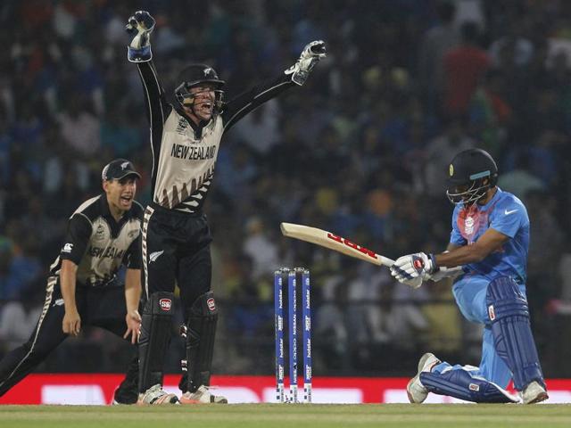 MS Dhoni blamed India’s famed batting line-up for the shocking loss to New Zealand in their opening match of the ICC World T20, saying they erred in “shot selection”. (AFP Photo) MS Dhoni blamed India’s famed batting line-up for the shocking loss to New Zealand in their opening match of the ICC World T20, saying they erred in “shot selection”. (AFP Photo)