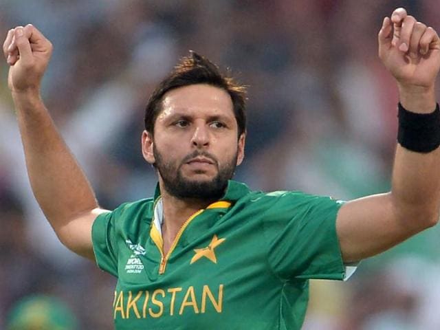 Pakistan's captain Shahid Afridi celebrates after the dismissal of Bangladesh's batsman Sabbir Rahman during the World T20 cricket tournament match between Pakistan and Bangladesh. (AFP Photo) Pakistan's captain Shahid Afridi celebrates after the dismissal of Bangladesh's batsman Sabbir Rahman during the World T20 cricket tournament match between Pakistan and Bangladesh. (AFP Photo)