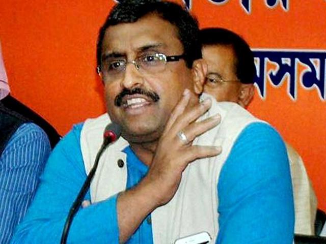 Guwahati: BJP National Secretary and observer of Assam State Ram Madhav addressess a press conference after nine congress MLA joined party in Guwahati on Friday. Guwahati: BJP National Secretary and observer of Assam State Ram Madhav addressess a press conference after nine congress MLA joined party in Guwahati on Friday.