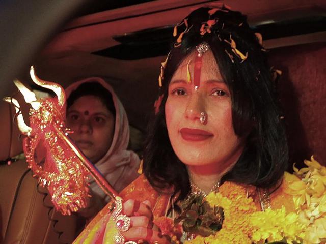 Radhe Maa had entered the domestic and international airport premises in August 2015 carrying the trishul.(HT file photo)