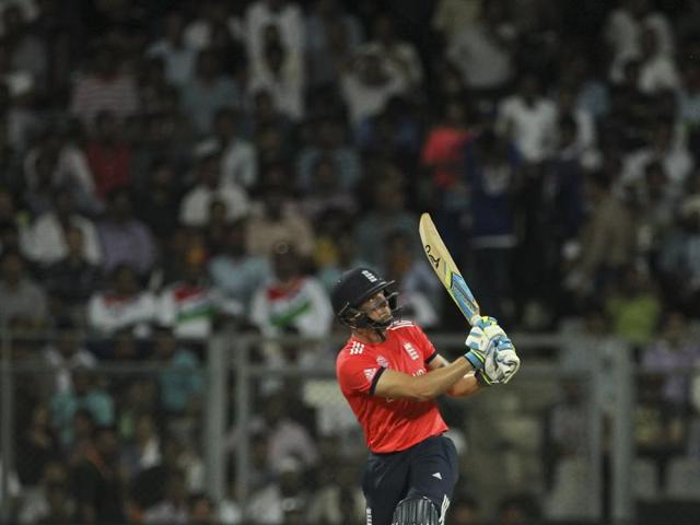 England's Jos Buttler watches his shot that was caught by West Indies’ Carlos Braithwaite. (AP Photo) England's Jos Buttler watches his shot that was caught by West Indies’ Carlos Braithwaite. (AP Photo)