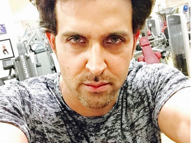 While Hrithik Roshan took a selfie while working out. (Instagram)
