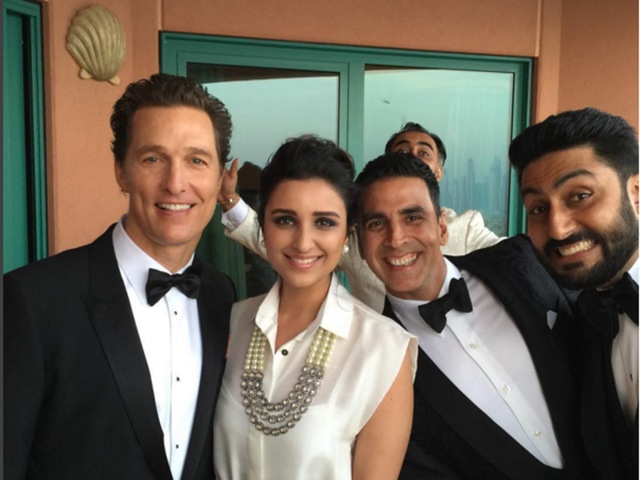 And Parineeti took another selfie with Matthew McConaughey. She got photobombed by Akshay Kumar and Abhishek Bachchan. (Instagram)