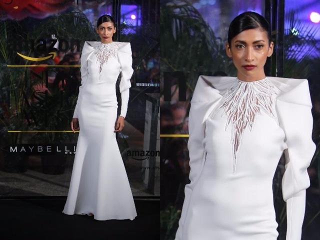 We loved this ensemble adorned with power shoulders at the Gaurav Gupta show. (Raajessh Kashyap/HT Photo) We loved this ensemble adorned with power shoulders at the Gaurav Gupta show. (Raajessh Kashyap/HT Photo)