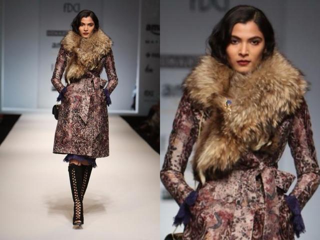 Luxe furs and trench coats made a mark at Hemant-Nandita. (Raajessh Kashyap/HT Photo) Luxe furs and trench coats made a mark at Hemant-Nandita. (Raajessh Kashyap/HT Photo)