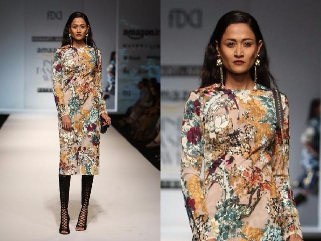 Autumn florals and bird motifs were also seen at Hemant-Nandita. (Raajessh Kashyap/HT Photo) Autumn florals and bird motifs were also seen at Hemant-Nandita. (Raajessh Kashyap/HT Photo)