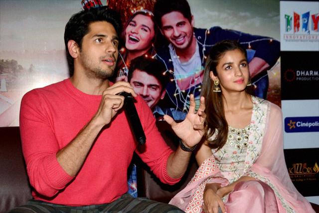 Sidharth Malhotra and Alia Bhatt during a press conference to promote her upcoming film in Jaipur. (PTI) Sidharth Malhotra and Alia Bhatt during a press conference to promote her upcoming film in Jaipur. (PTI)