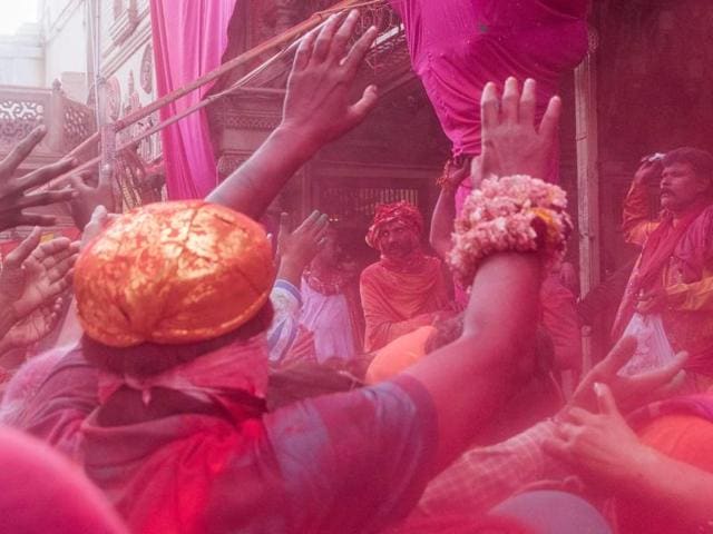 While Holi has become a pan-Indian festival now, the hub remains in places associated with the Krishna lore--Vrindavan, Mathura, Barsana and neighbouring villages. (AFP) 