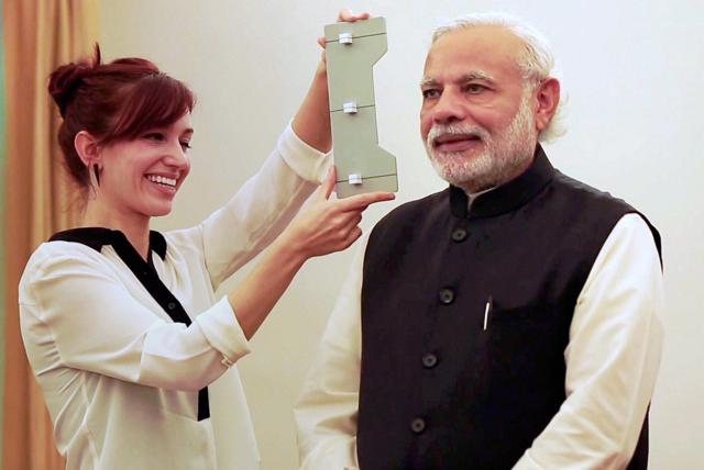 Frame grab from a Madame Tussauds video showing Prime Minister Narendra Modi being measured for his wax figure. (PTI Photo) Frame grab from a Madame Tussauds video showing Prime Minister Narendra Modi being measured for his wax figure. (PTI Photo)