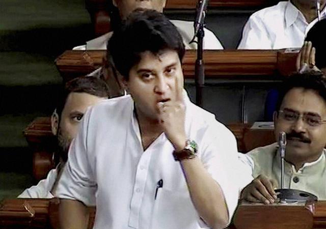 Congress leader Jyotiraditya Scindia speaks in the Lok Sabha in Delhi on Wednesday. (PTI Photo) Congress leader Jyotiraditya Scindia speaks in the Lok Sabha in Delhi on Wednesday. (PTI Photo)