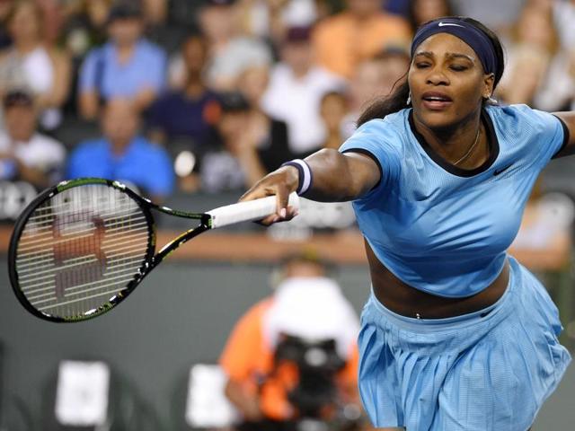 Serena Williams playing a shot by Simona Halep, of Romania, at the BNP Paribas Open tennis tournament. (AP Photo) Serena Williams playing a shot by Simona Halep, of Romania, at the BNP Paribas Open tennis tournament. (AP Photo)
