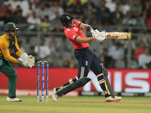 Joe Root hits a big shot, one of many on the night. (AP) Joe Root hits a big shot, one of many on the night. (AP)